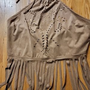 Charlotte Rousse Hippy Boho Faux Suede  Festival Top New